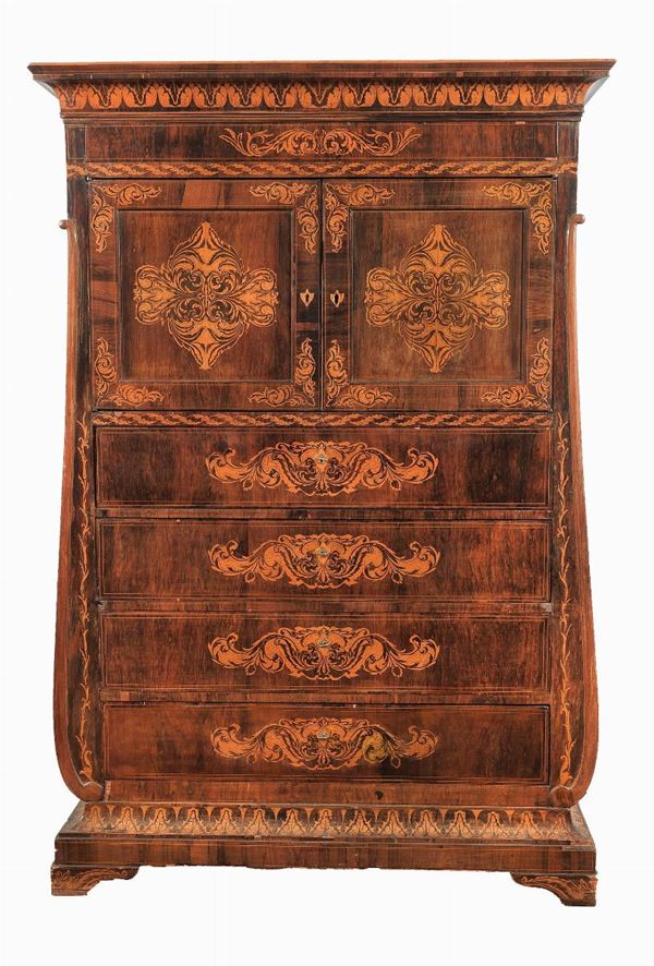 Secretaire Siciliano Carlo X  a forma di lira, Periodo Smith