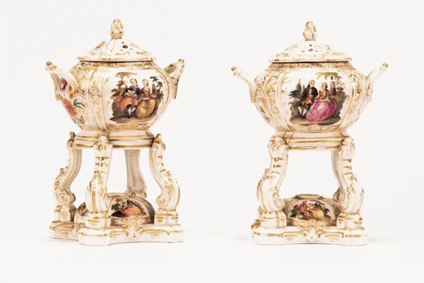 Pair of porcelain perfume burners