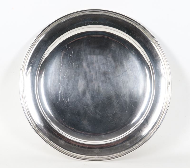 Grande piatto da portata in argento Sterling titolo 925, gr. 1530