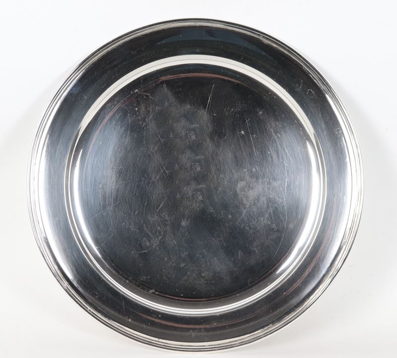Grande piatto da portata in argento Sterling titolo 925, gr. 1180
