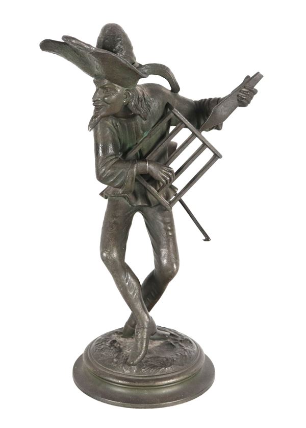 "Giullare", antica piccola scultura in bronzo