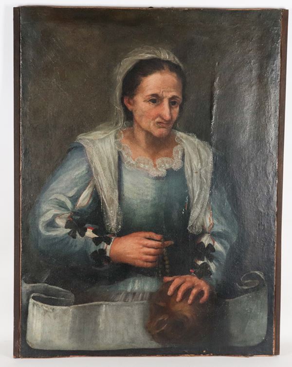 Scuola Lombarda Fine XVII - Inizio XVIII Secolo - "Contadina con rosario"