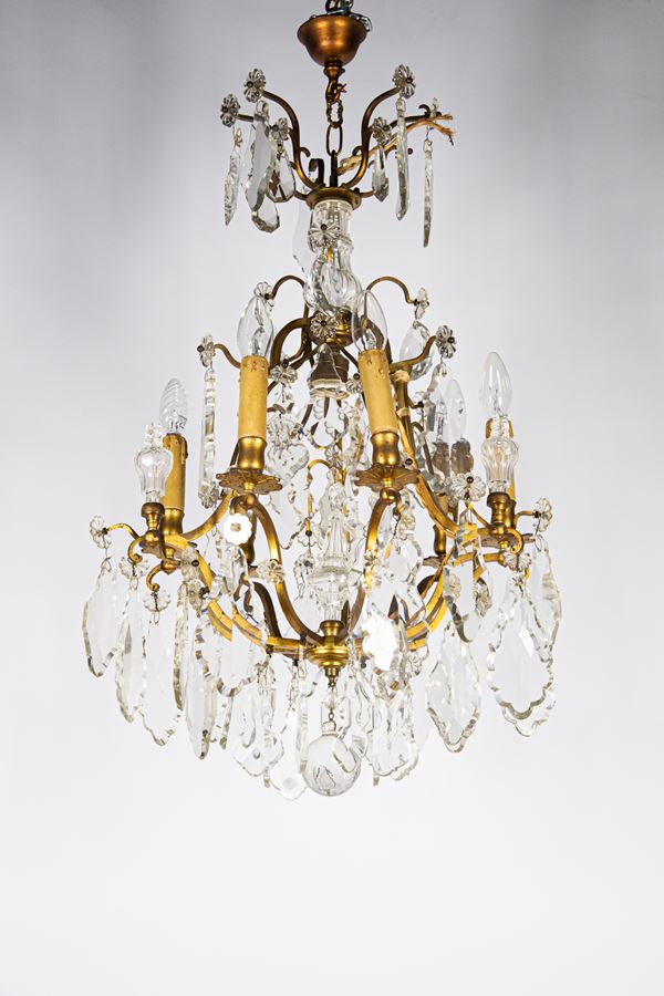 French chandelier of Louis XV line  - Auction Fine Art Legacy of Prestigious Noble Roman Villino and Private Collections - Gelardini Aste Casa d'Aste Roma