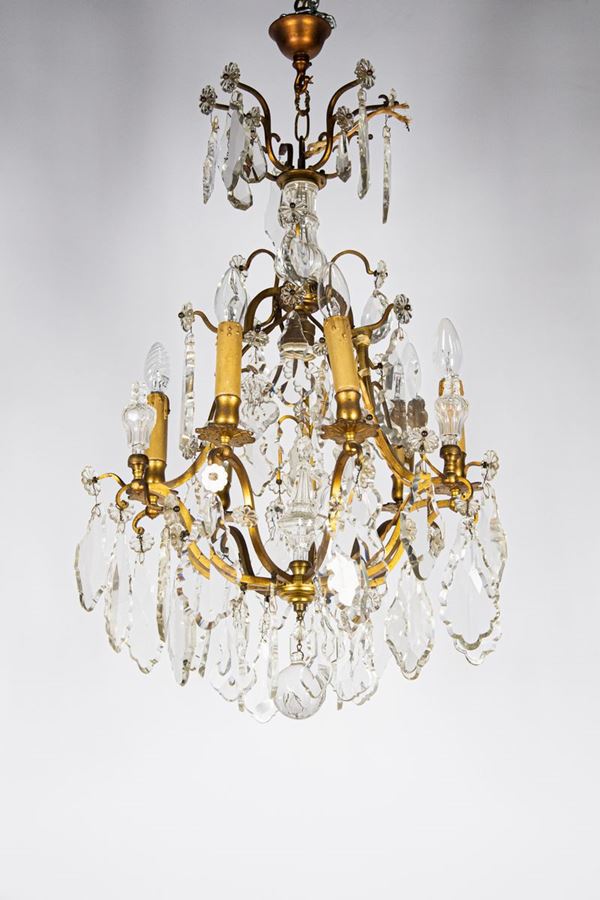 Lampadario Francese di linea Luigi XV   - Asta Fine Art da Eredità di Prestigioso Villino Nobiliare Romano e Collezioni Private - Gelardini Aste Casa d'Aste Roma