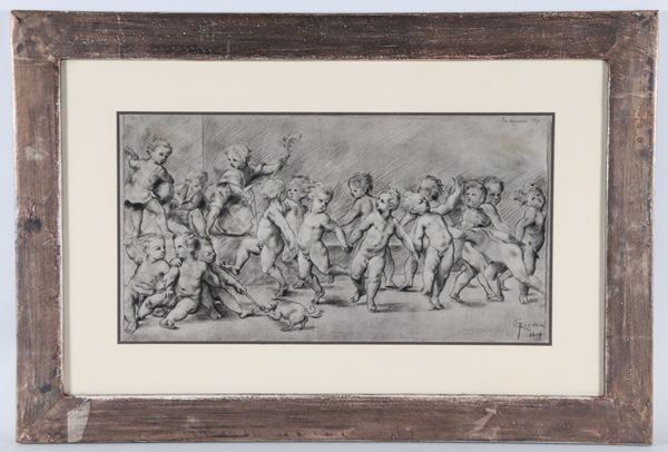 Giovanni Battista Crema - Firmato e datato 1897. "Allegoria di putti festanti"