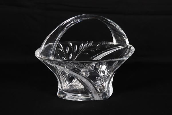 Cesto in cristallo inciso e lavorato a punta di diamante