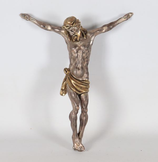 "Cristo", scultura in legno argentato e dorato a mecca