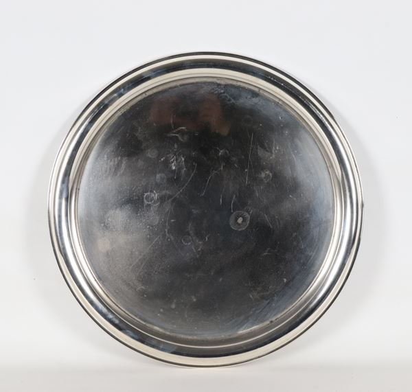 Vassoio tondo da portata in metallo argentato