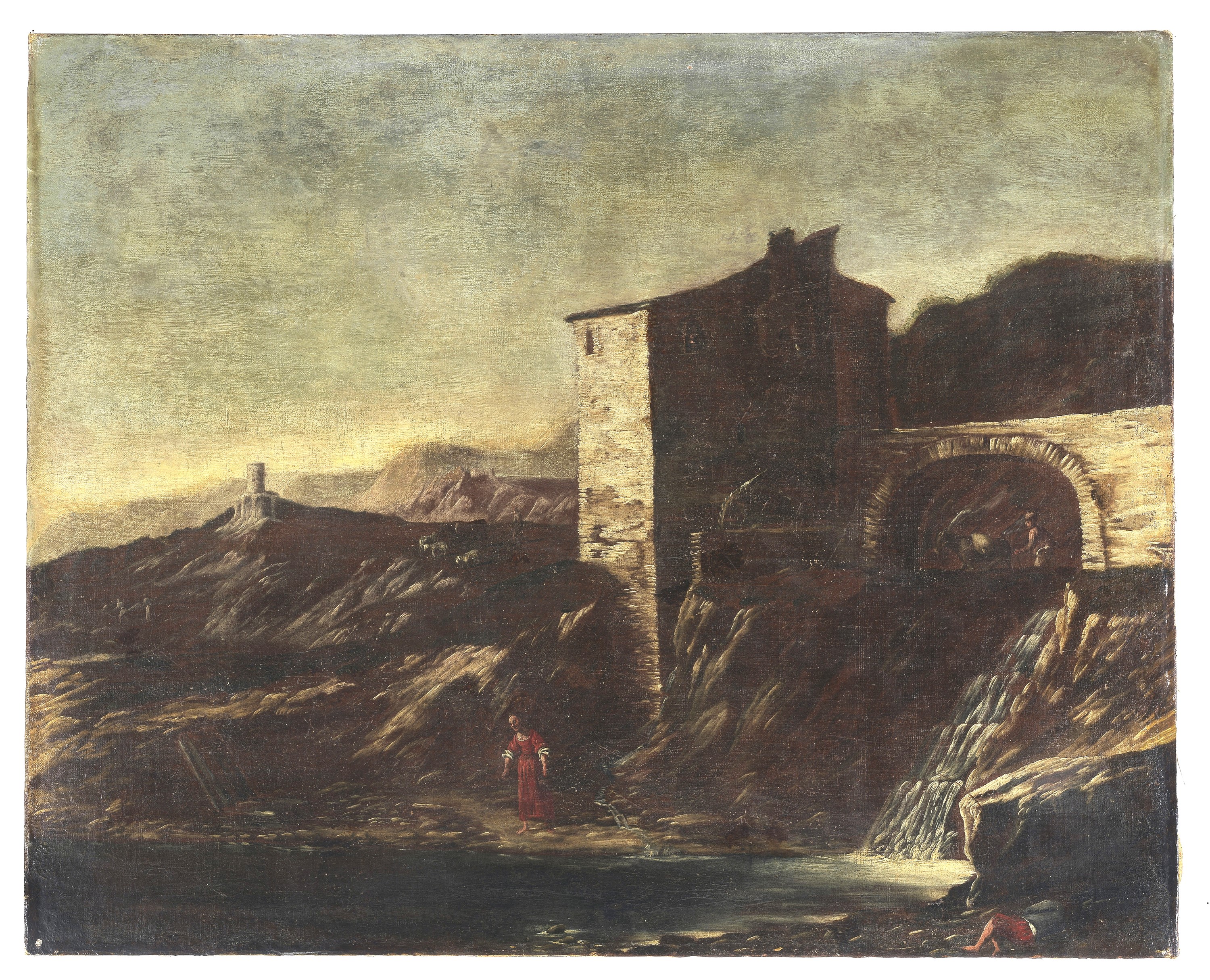 Cerchia di. "Paesaggi con rovine, pastori e viandanti"