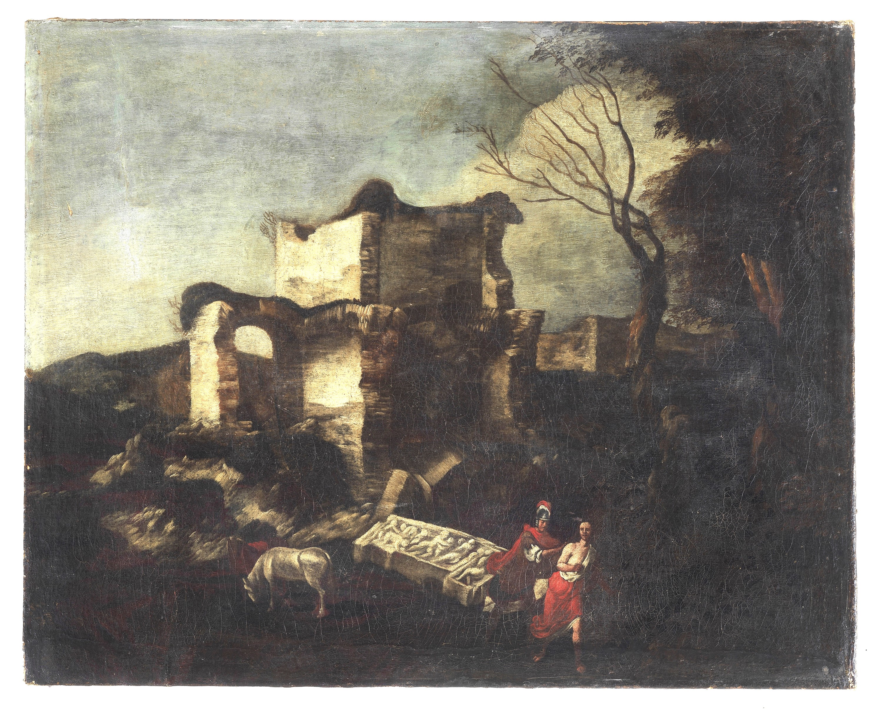 Cerchia di. "Paesaggi con rovine, pastori e viandanti"