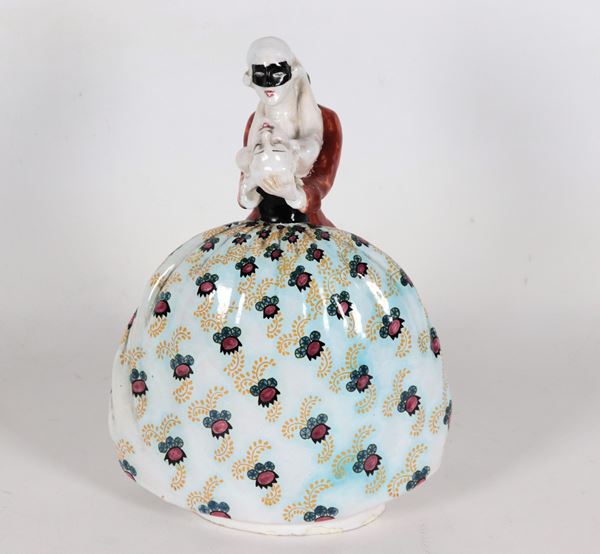 Francesco Nonni - "Ballerini in maschera", scultura in ceramica Faenza smaltata e policroma
