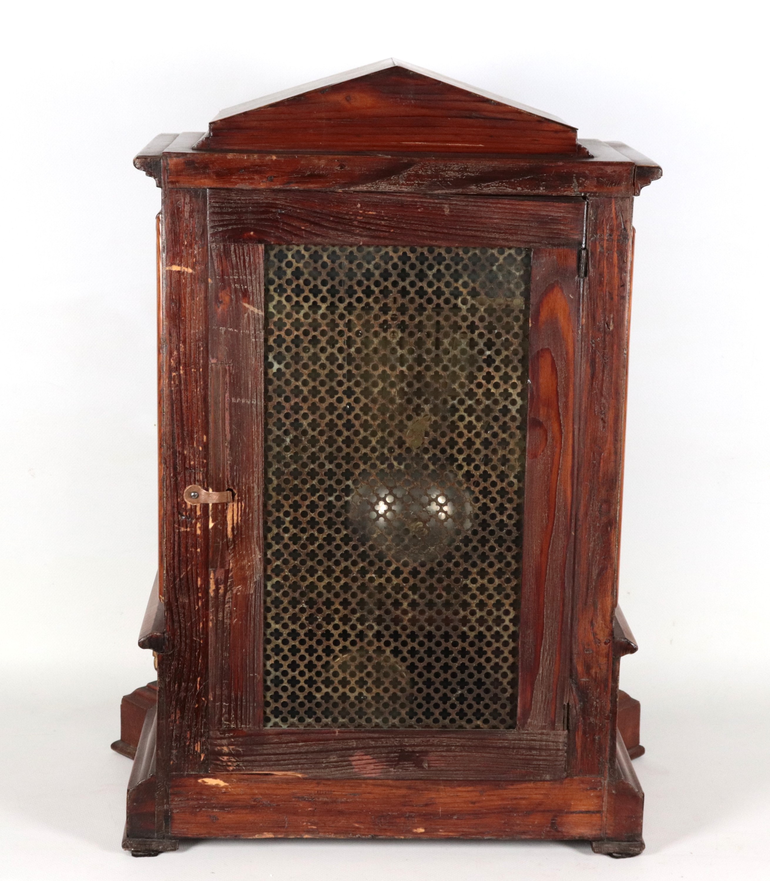 Antica pendola da tavolo a tempietto in mogano, quadrante con cifre romane firmato Payne & Co (18...