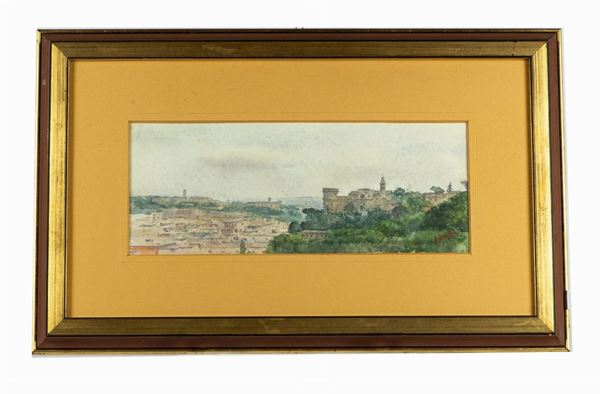 Pittore Italiano XIX Secolo - &quot;View of a Tuscan city&quot;