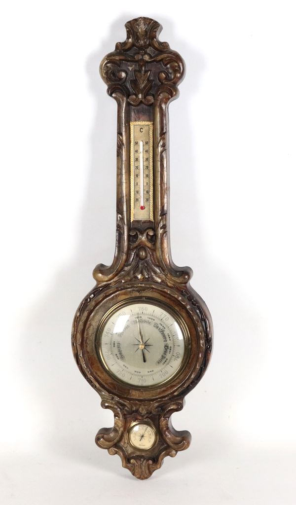 Barometro di linea Luigi XVI in legno laccato e intagliato