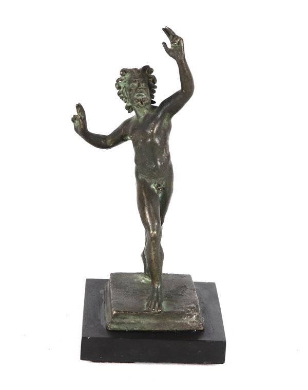 "Satiro danzante", piccola scultura in bronzo patinato