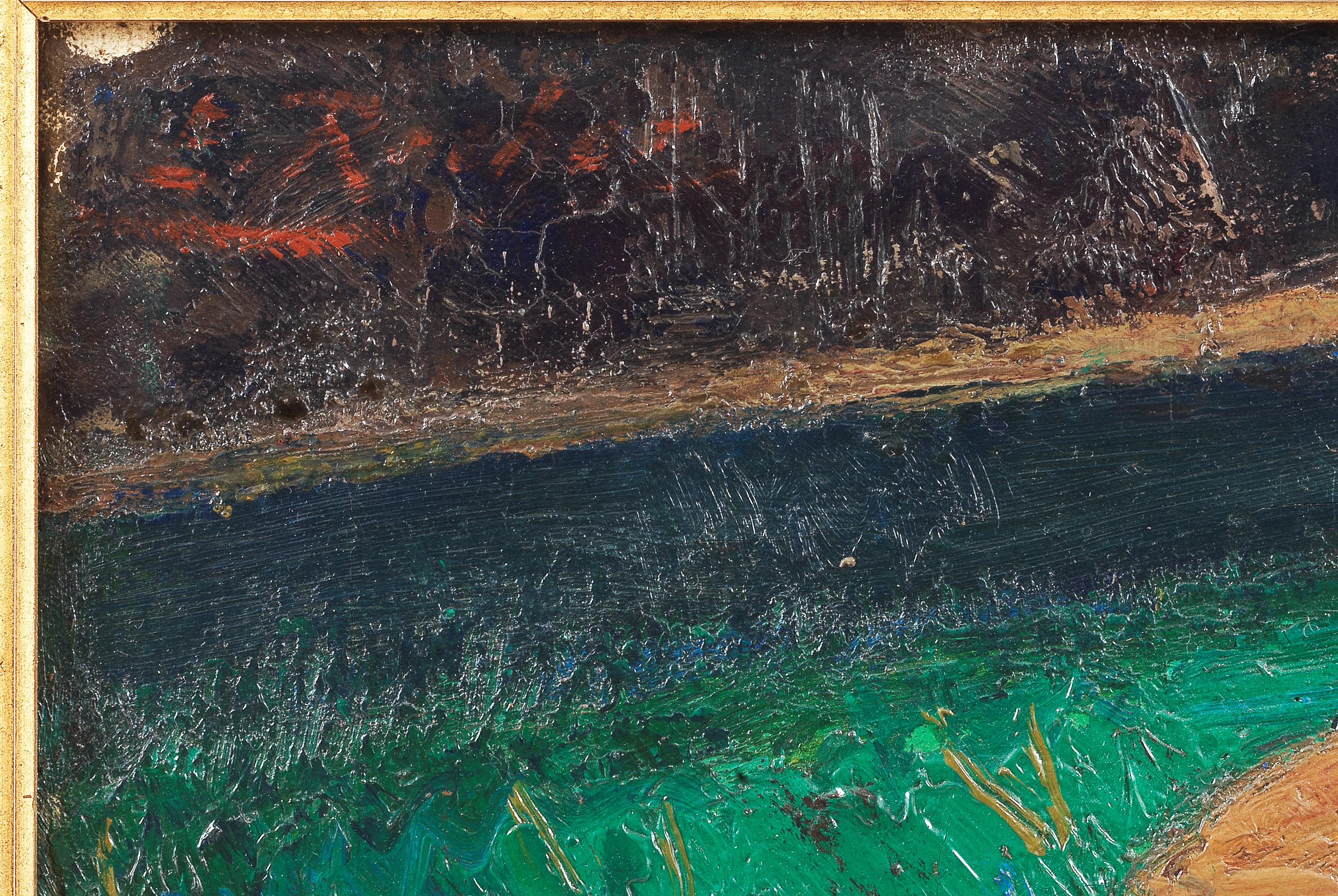 Firmato. "Natura morta con mandolino"