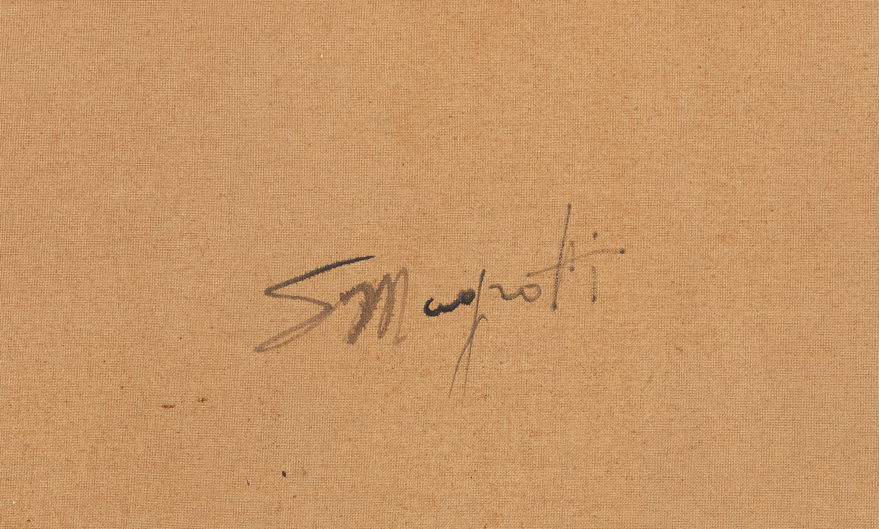 Firmato. "Scorcio di paese alpino con contadina"