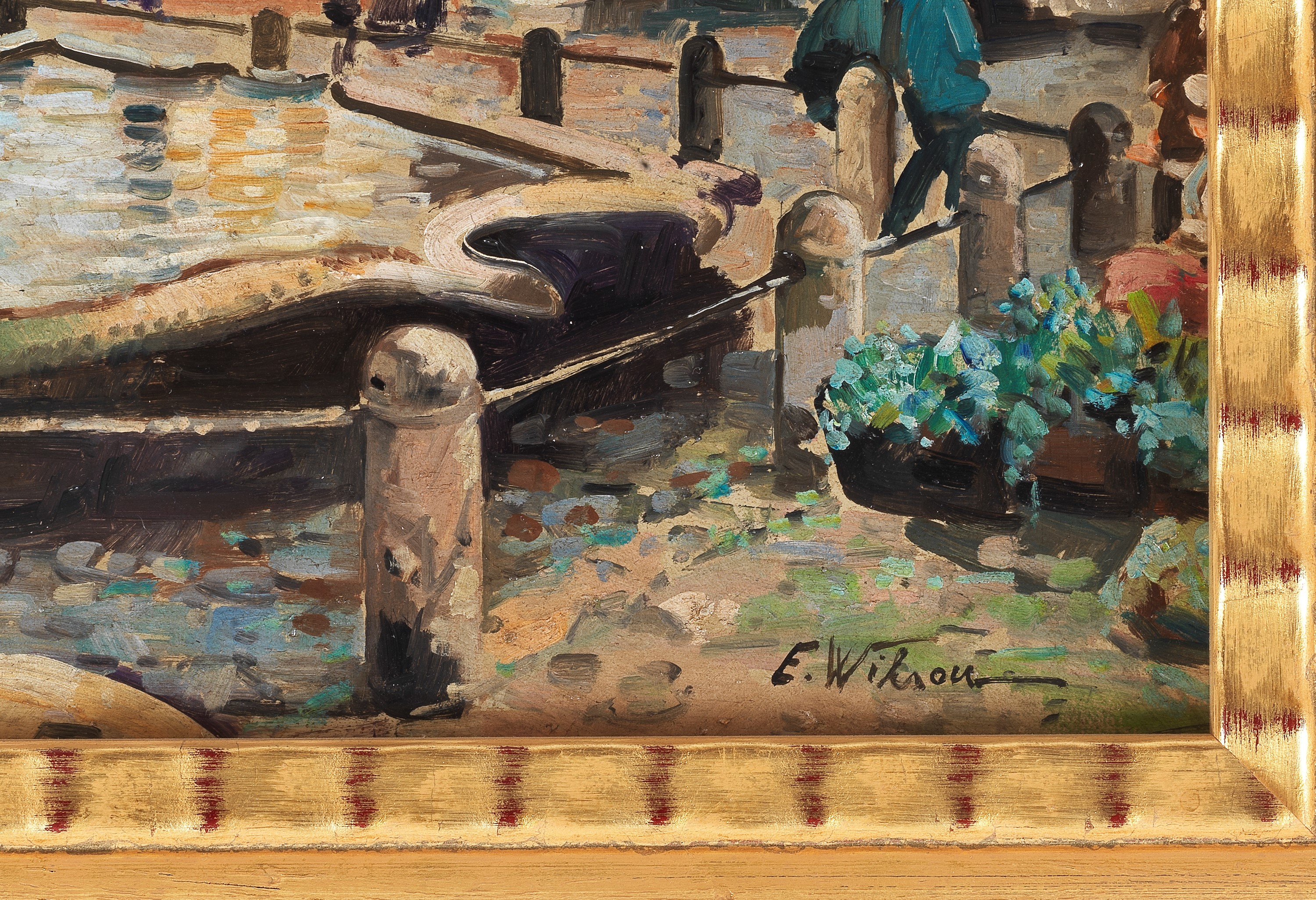 Firmato. "Piazza Barberini con la fontana del Tritone"