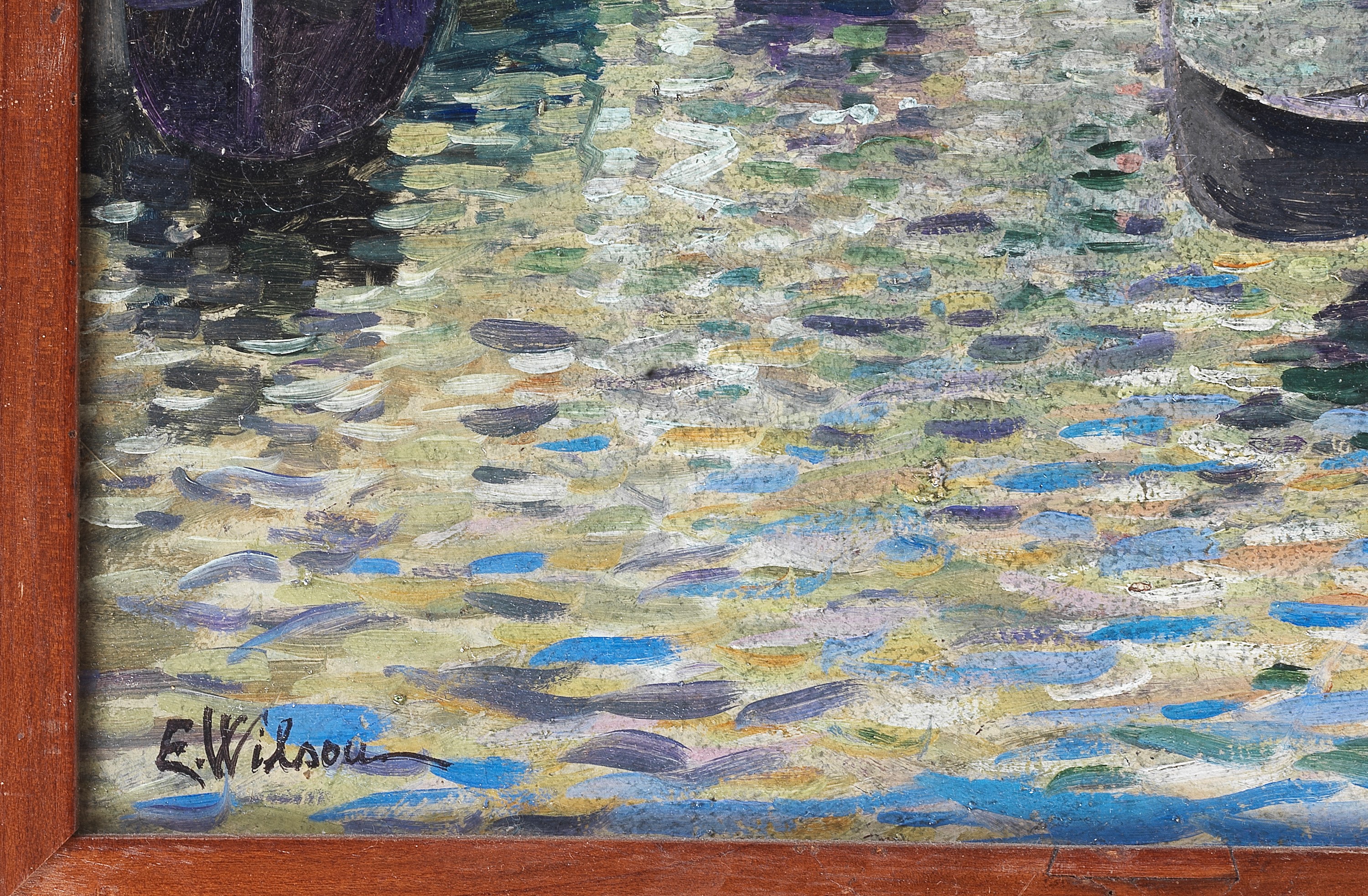 Firmato. "Veduta di Venezia con il Canal Grande e gondolieri"