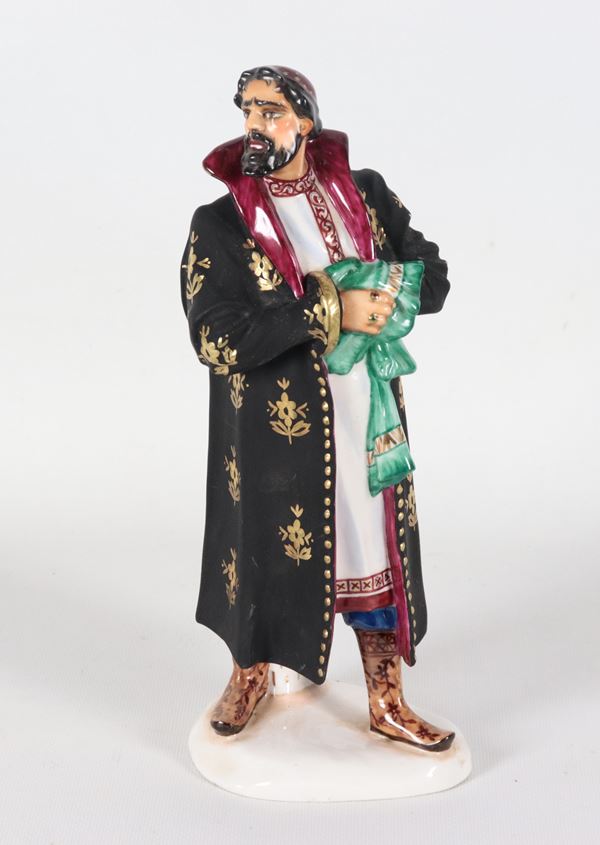 "Feodor Chaliapin nel ruolo di Boris Godunov", scultura in porcellana policroma Lomonosov