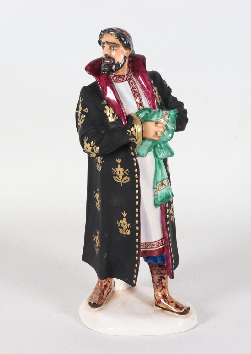 "Feodor Chaliapin nel ruolo di Boris Godunov", scultura in porcellana policroma Lomonosov