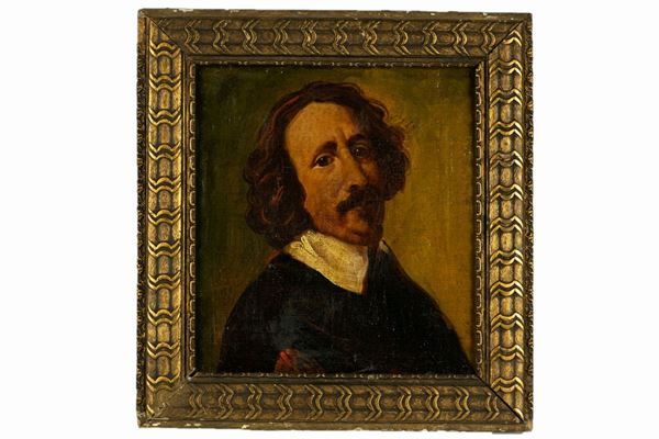 Pittore Fiammingo XVIII Secolo - &quot;Ritratto di cavaliere con baffi e pizzo&quot;