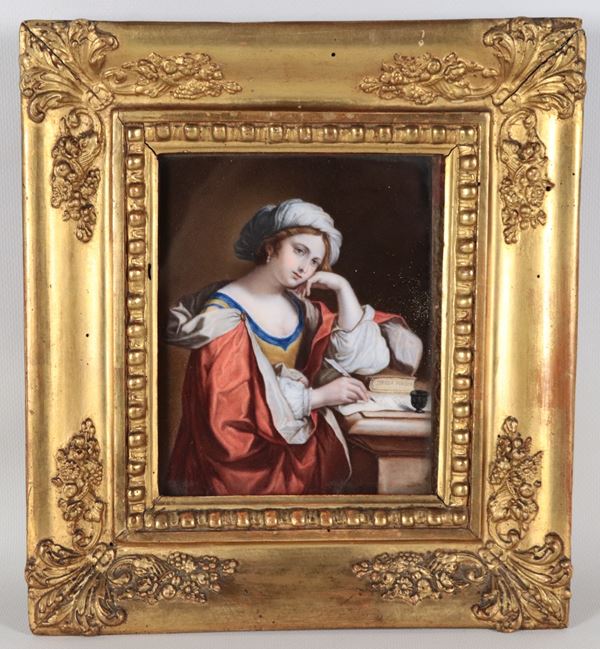 "La Sibilla Persica", piccola placca in porcellana dipinta