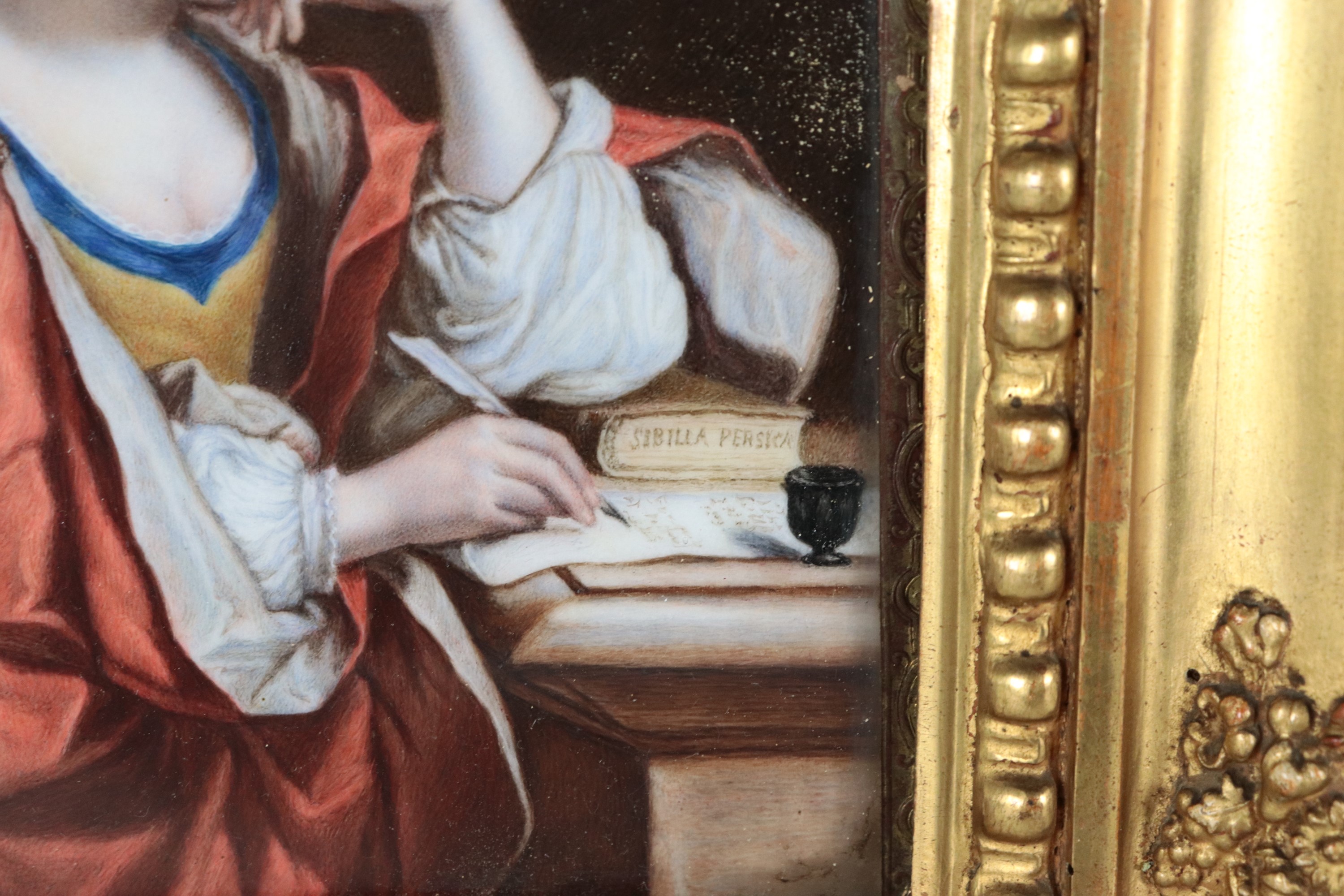 "La Sibilla Persica", piccola placca in porcellana dipinta