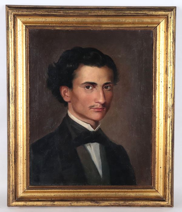 Scuola Toscana XIX Secolo - "Ritratto di giovane nobiluomo con baffetti"