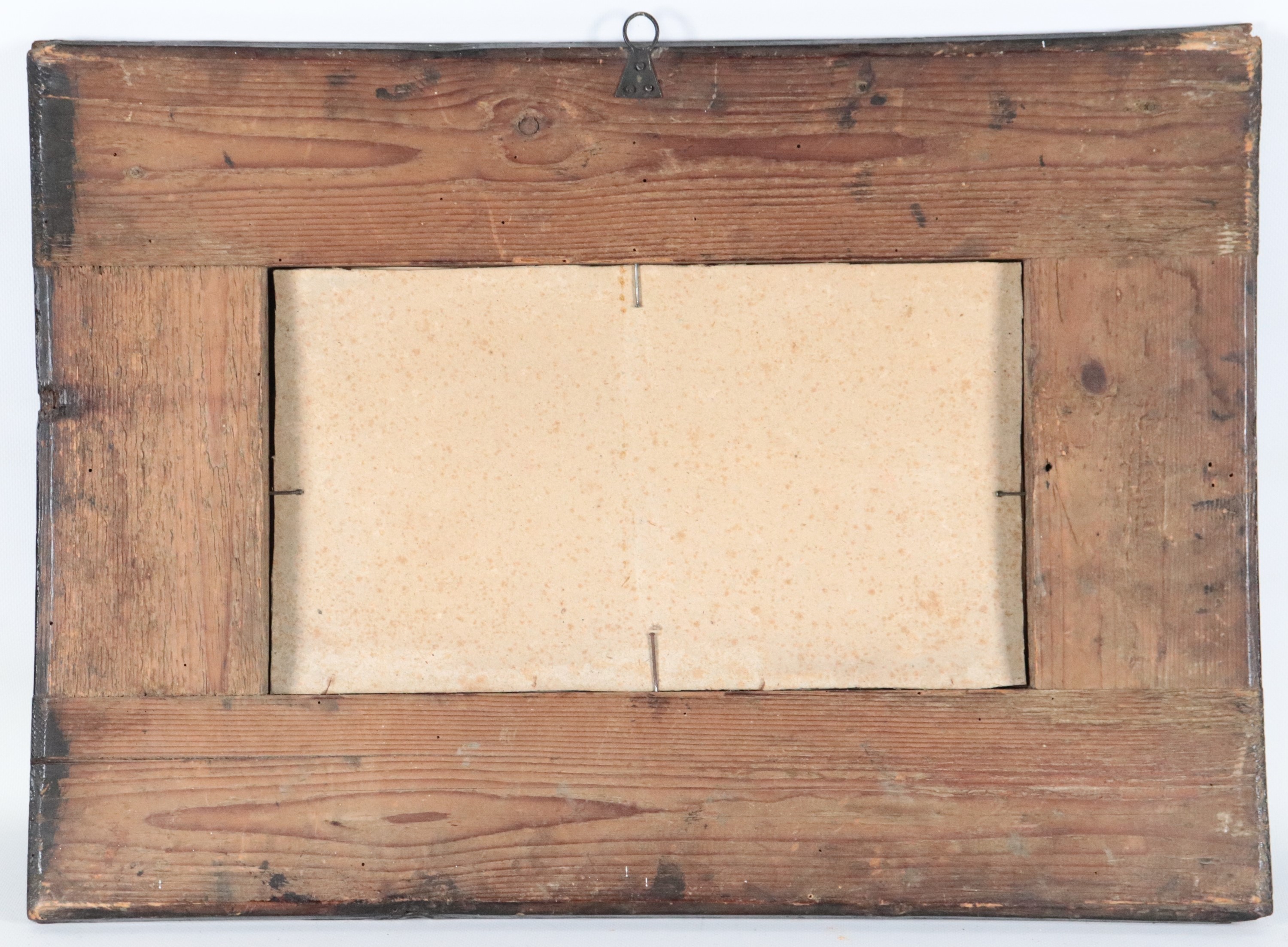 Antica cornice in legno di pero ebanizzato, all'interno oleografia raff.te "Maddalena che legge"