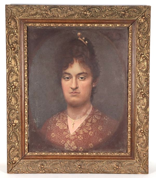 Pittore Italiano Fine XIX Secolo - "Ritratto di giovane donna"