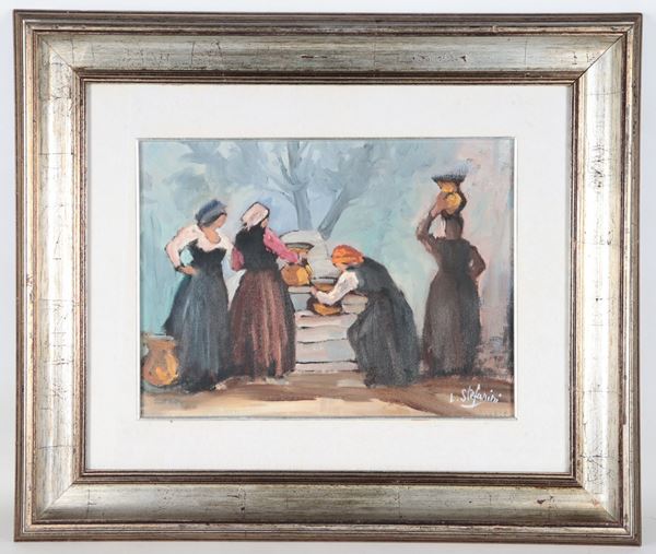 Luigi Stefanini - Firmato. "Contadine alla fonte"