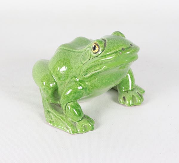 "Rana", statuina in ceramica porcellanata e smaltata