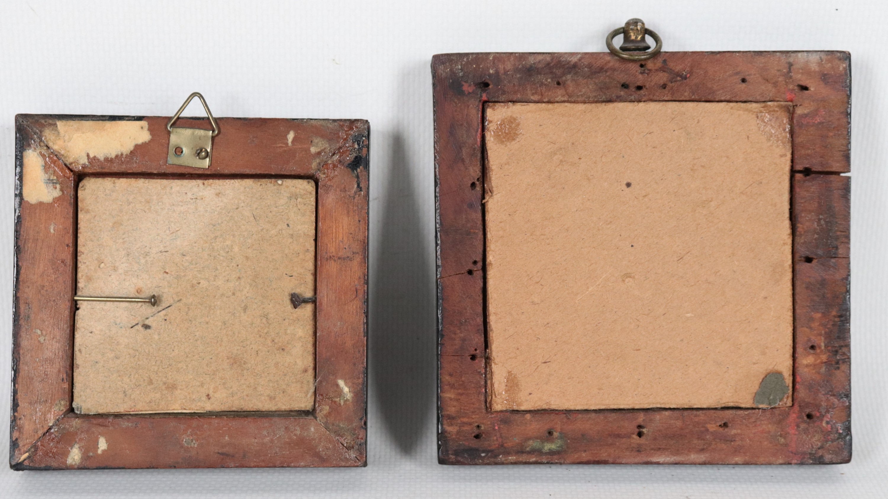 "Ritratti di giovani nobildonne", lotto di due antiche miniature dipinte