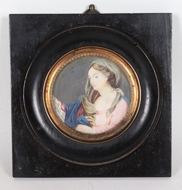 "La Sibilla Cumana", antica miniatura tonda dipinta