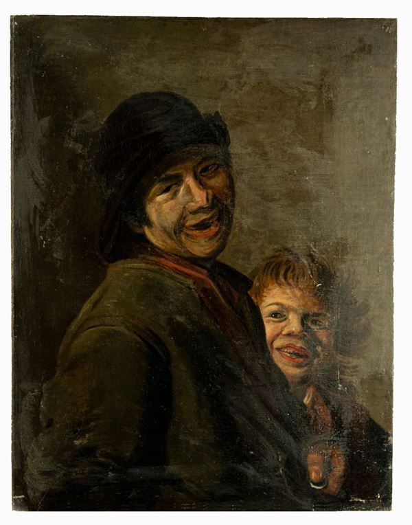 Pittore Lombardo XVIII Secolo - &quot;Farmer with child&quot;