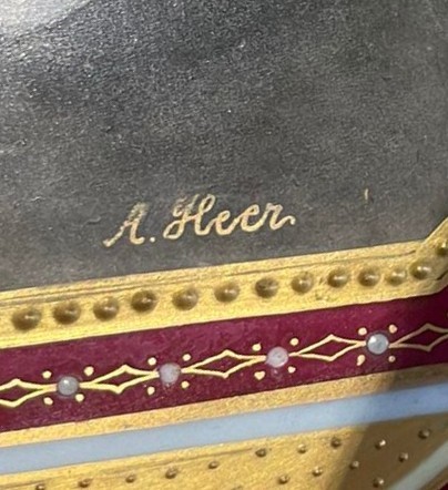 "Allegoria dell'inverno", antico grande piatto in porcellana Royal Vienna, interamente dipinto a ...