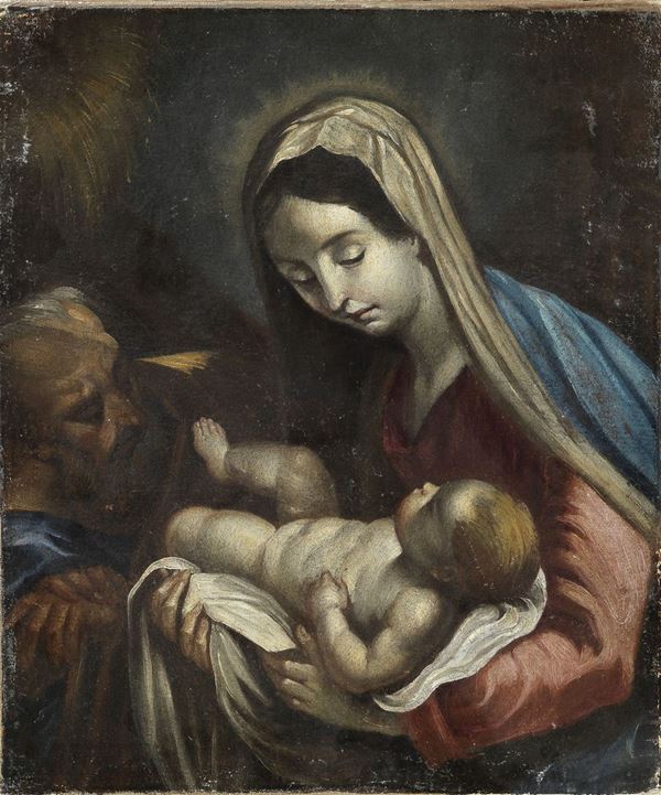 Pittore Bolognese Fine XVII Secolo - &quot;Holy Family&quot;