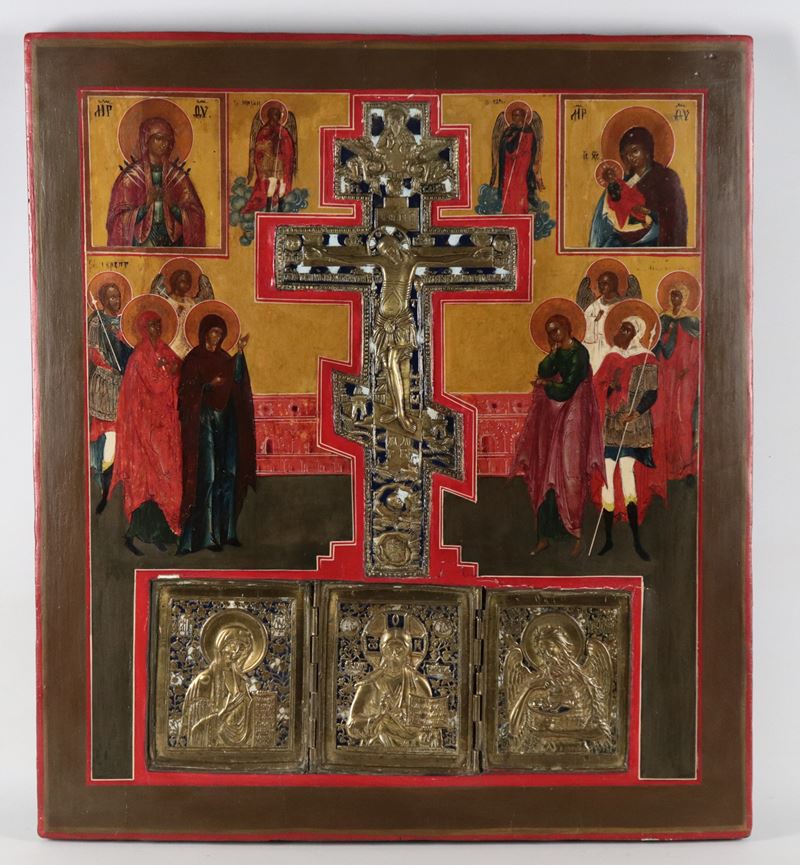 "Crocifissione, Madre di Dio delle sette spade e Madre di Dio Colei che nutre il suo latte", anti...