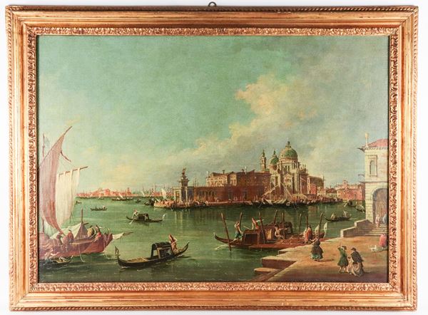 Francesco Zanin - Bottega di. "Veduta di Venezia con la Basilica di Santa Maria della Salute" 