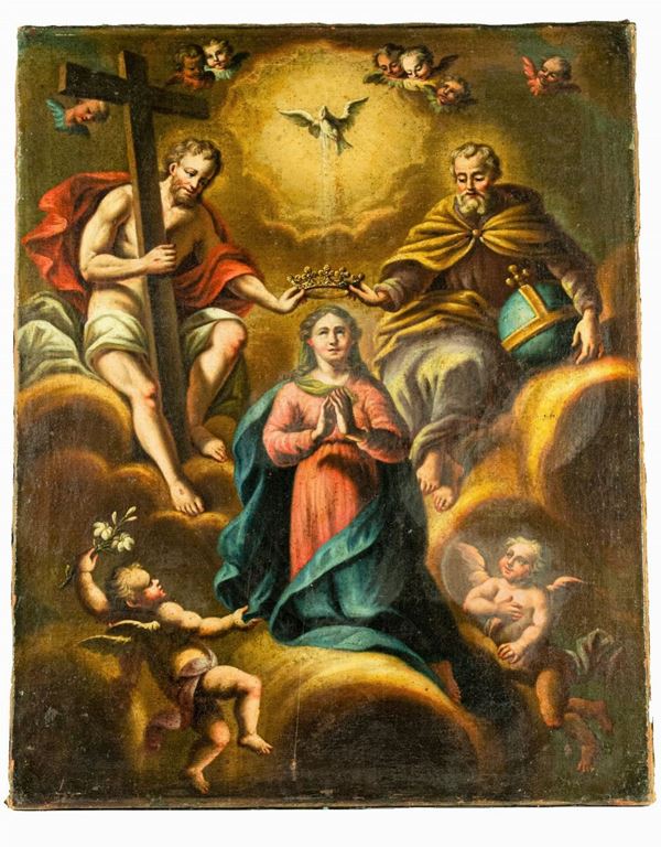 Pittore Napoletano Fine XVII Secolo - &quot;The Coronation of the Virgin&quot;