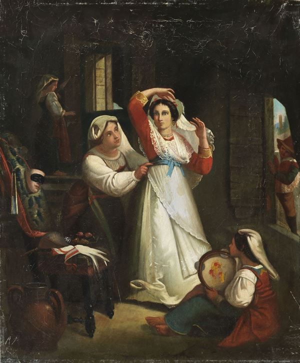 Pittore Romano XIX Secolo - &quot;The dressing of the bride&quot;