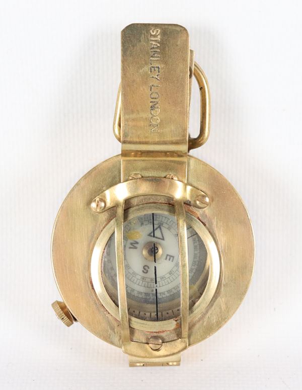 Bussola militare prismatica tascabile Stanley London in ottone, da navigazione