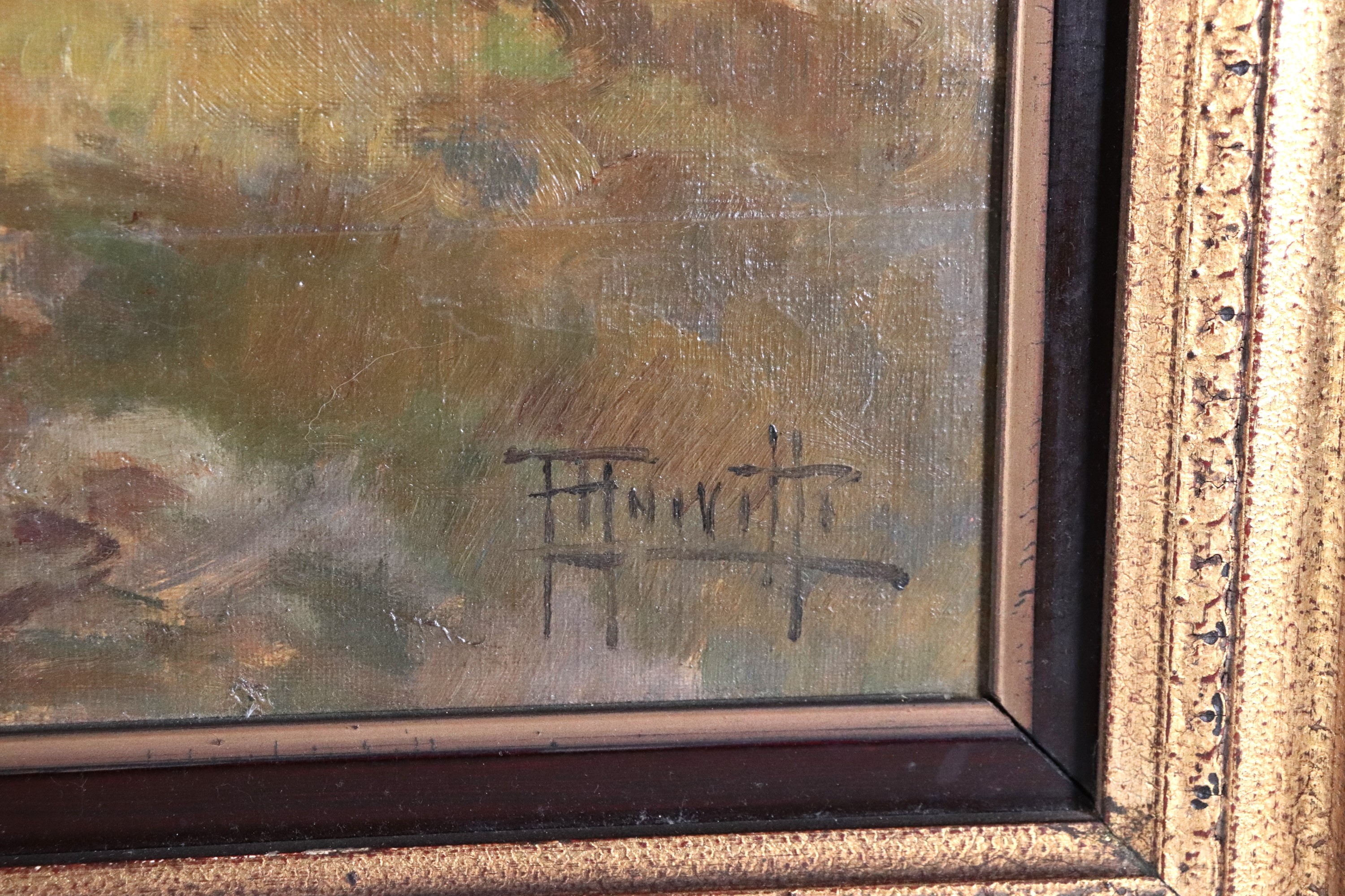 Firmato. "Veduta dell'Appia Antica con ruderi"