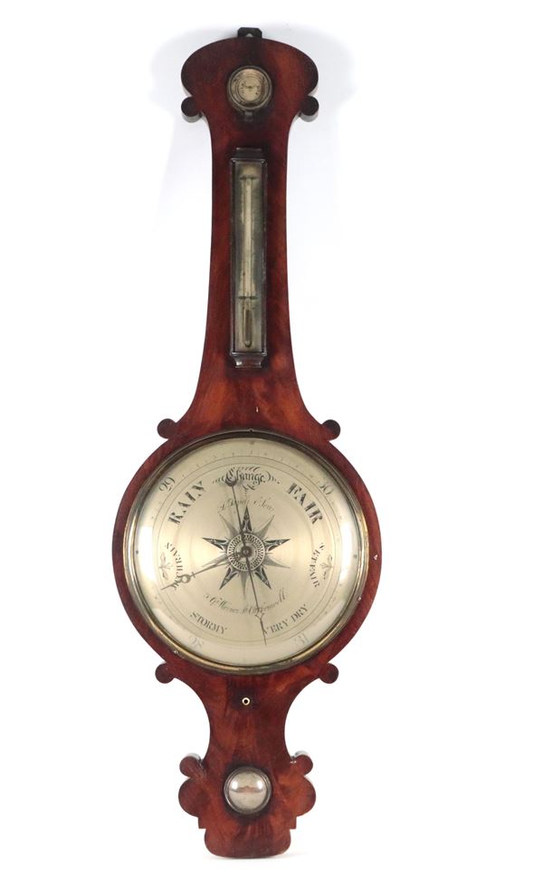Antico barometro inglese in mogano con termometro 