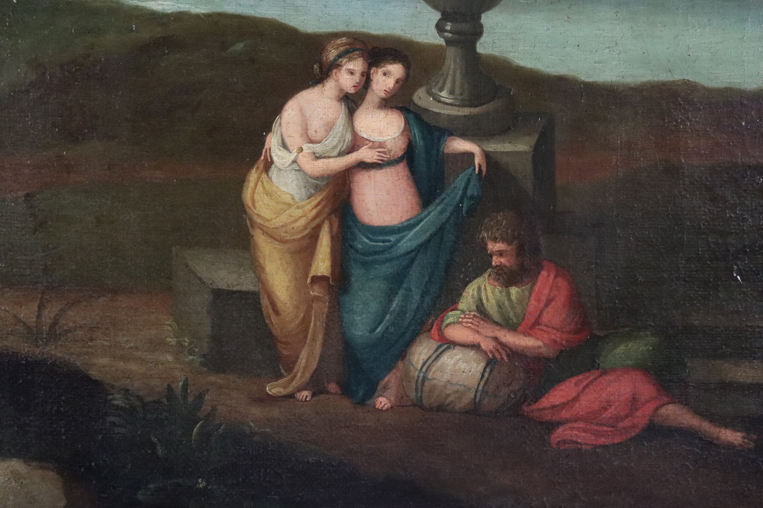 Seguace di. "Paesaggi con pastori, viandanti e borghi sullo sfondo"