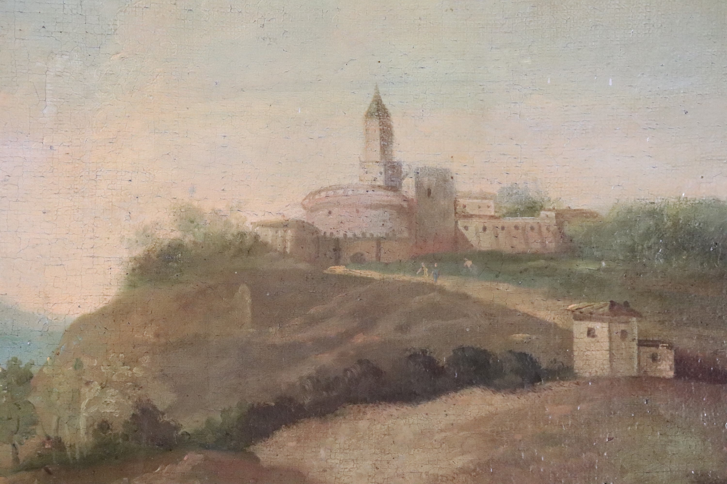 Seguace di. "Paesaggi con pastori, viandanti e borghi sullo sfondo"