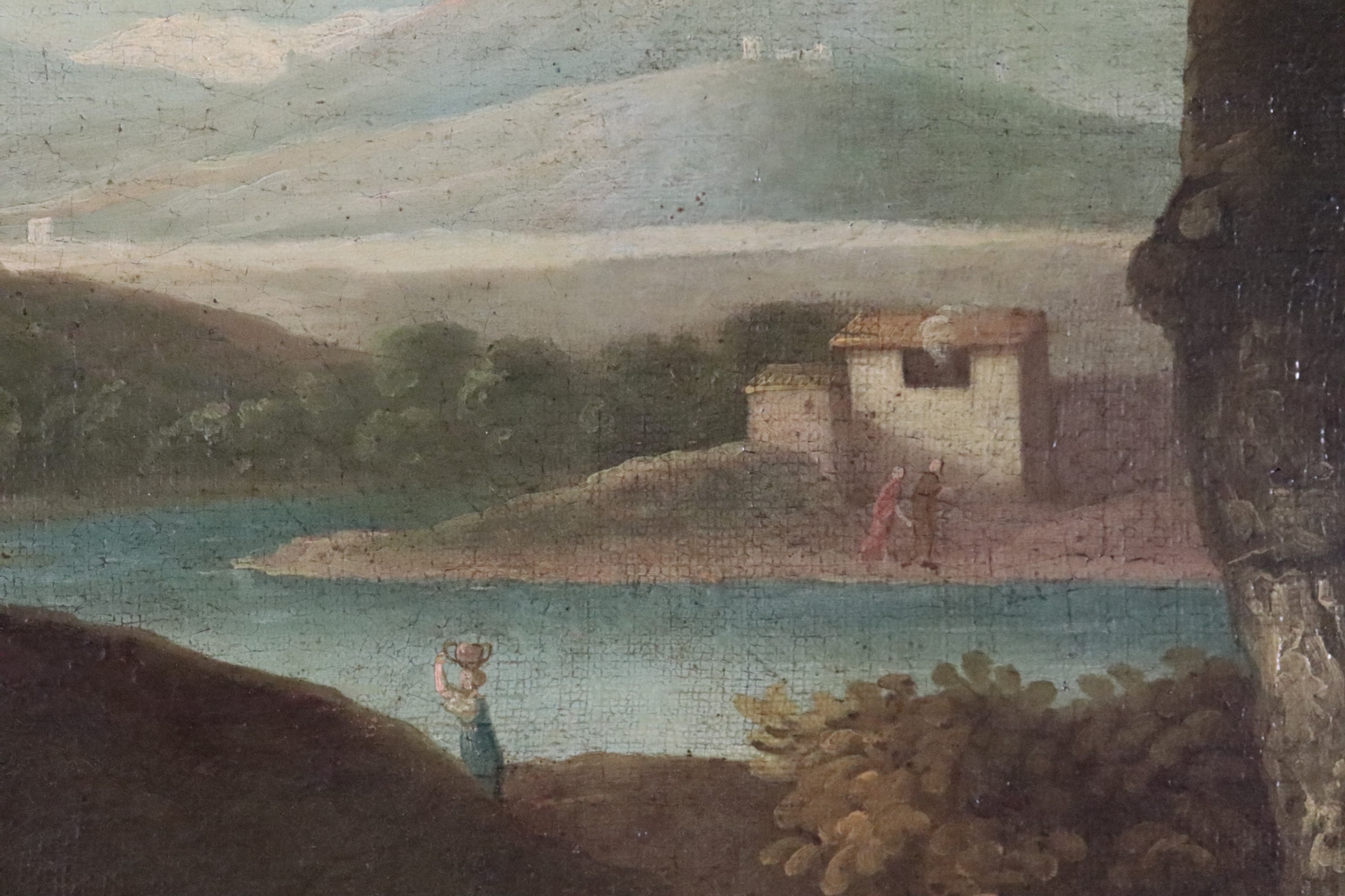 Seguace di. "Paesaggi con pastori, viandanti e borghi sullo sfondo"