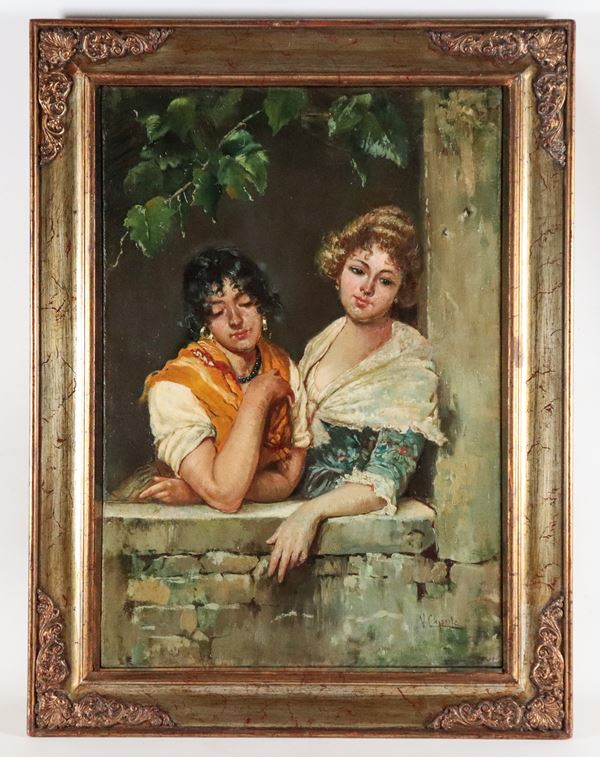 Vincenzo Caprile - "Ragazze veneziane al balcone"