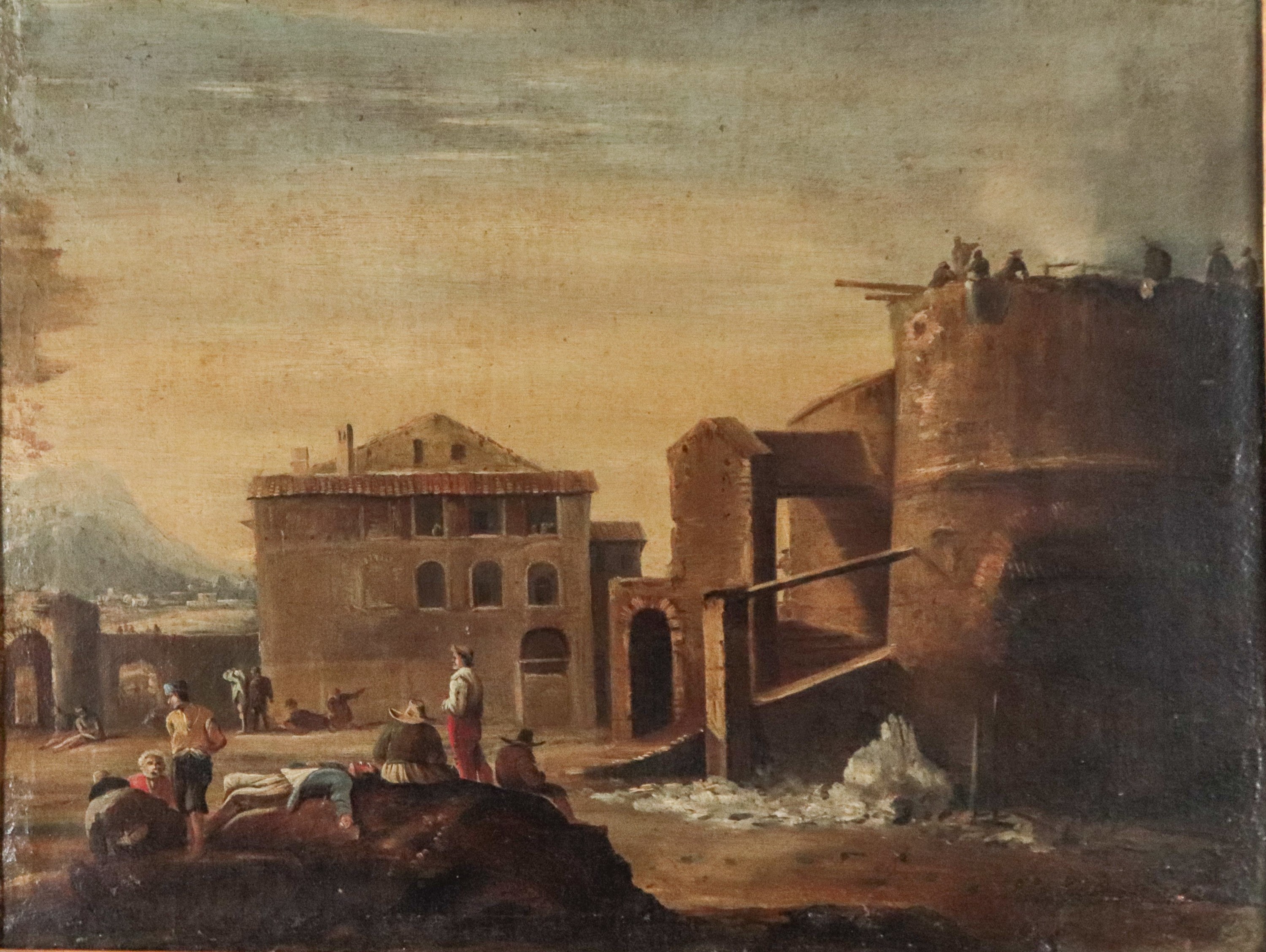 "Il riposo dei contadini nella piazza del paese"